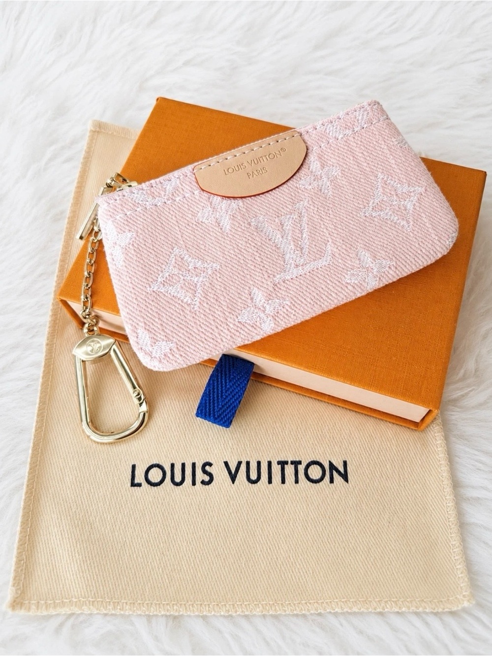 Louis Vuitton Pink Monogram Denim Key Pouch